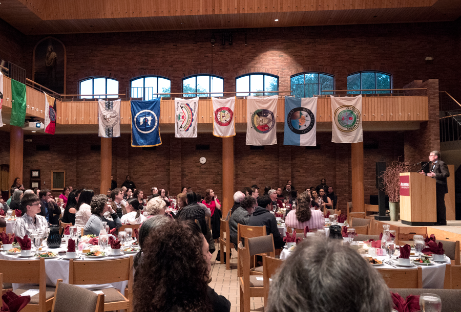 Augsburg President Paul Pribbenow addresses those that attended the American Indian Services 40th Anniversary Celebration